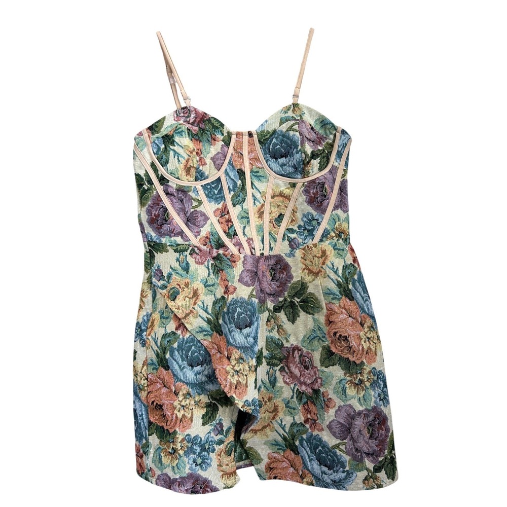 Nova Medium Regency Victorian Coquette Romantic Garden Floral Brocade Bustier
